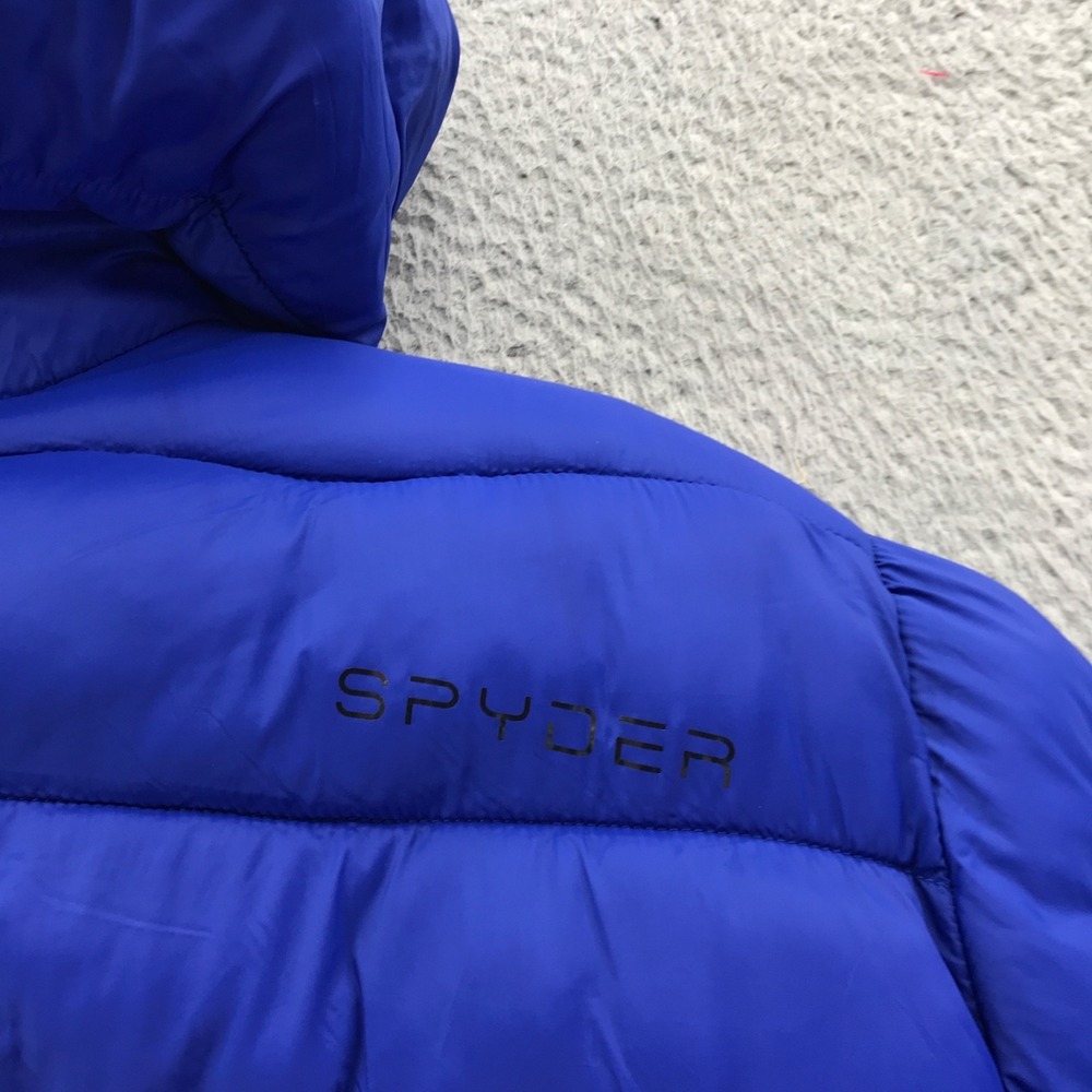 Spyder Jacket Men Large Blue Puffer Thermo Hydro Pro Web Insulated Hood Gorpcore - Picture 7 of 16